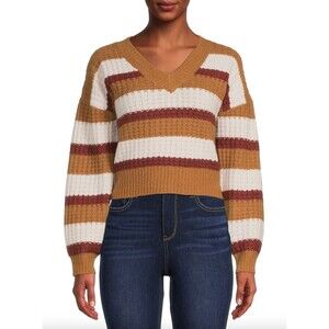 New Pink Rose Juniors Chunky Waffle Knit Sweater, S